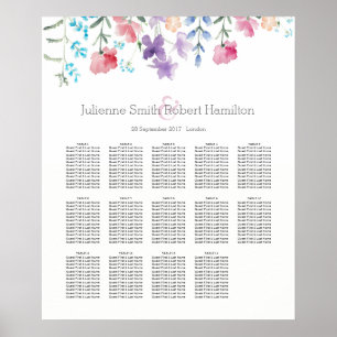 Watercolor Wildflowers Seating Chart 14 Tables
