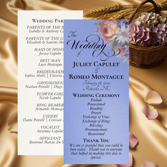 Watercolor Wildflowers - Sky Blue Wedding Program (Creator Uploaded)