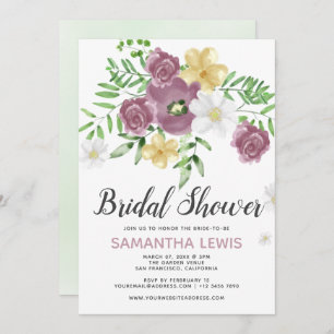 Watercolor Wildflowers Spring Summer Bridal Shower Invitation
