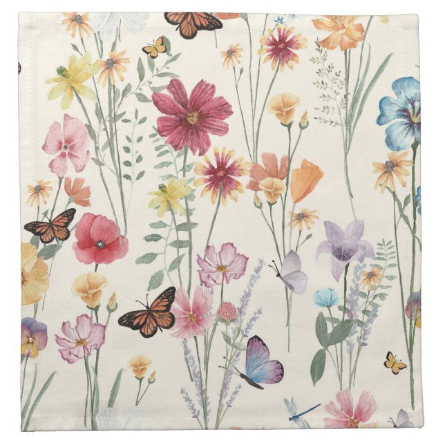Watercolor Wildflowers Spring Summer Meadow   Cloth Napkin (Front)