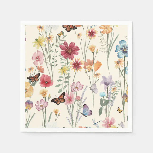 Watercolor Wildflowers Spring Summer Meadow Napkins | Zazzle