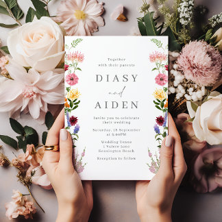 Watercolor Wildflowers Spring Summer Wedding  Invitation