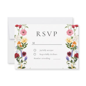 Watercolor Wildflowers Spring Summer Wedding RSVP Card