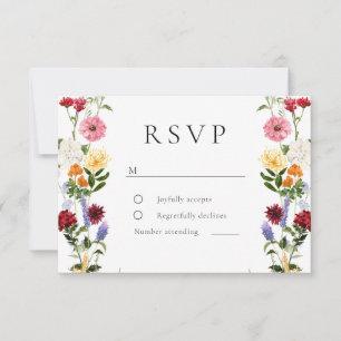 Watercolor Wildflowers Spring Summer Wedding RSVP Card