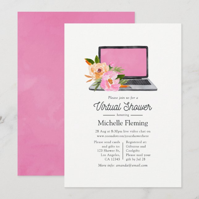 Watercolor Wildflowers Spring Virtual Baby Shower Invitation (Front/Back)
