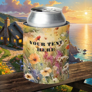 Watercolor Wildflowers Summer Can Cooler