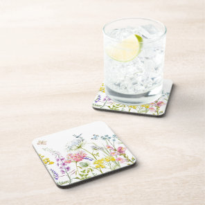 Watercolor Wildflowers Summer Meadow Floral Beverage Coaster