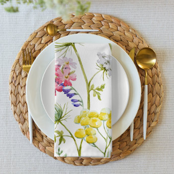 Watercolor Wildflowers Summer Meadow Floral   Cloth Napkin by JadeVelvet at Zazzle