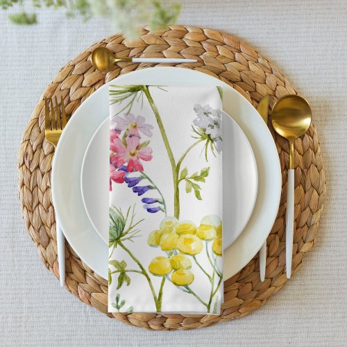 Watercolor Wildflowers Summer Meadow Floral   Cloth Napkin