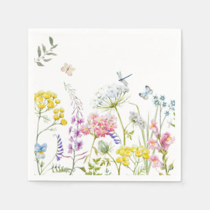 Watercolor Wildflowers Summer Meadow Floral   Napkins