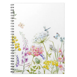 Watercolor Wildflowers Summer Meadow Floral  Notebook