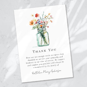 Watercolor Wildflowers Sympathy Funeral Thank You Card