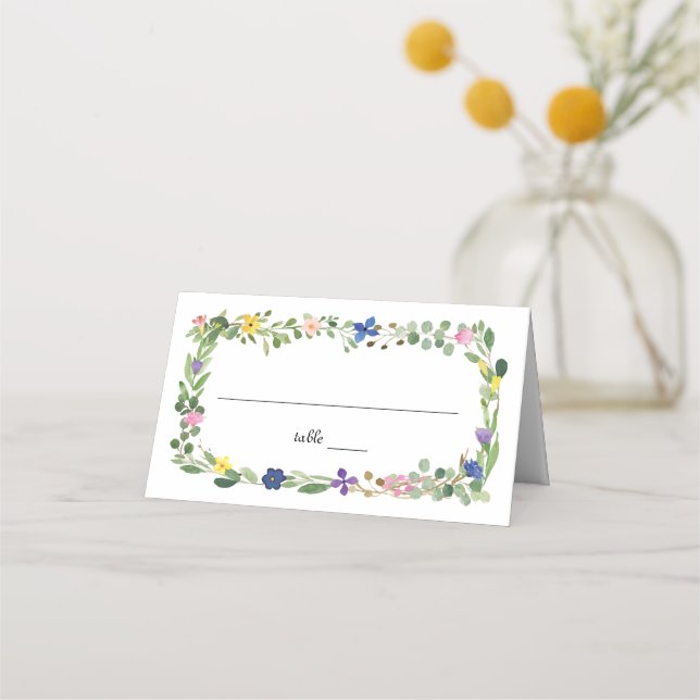 Watercolor Wildflowers Table Place Card (Front)