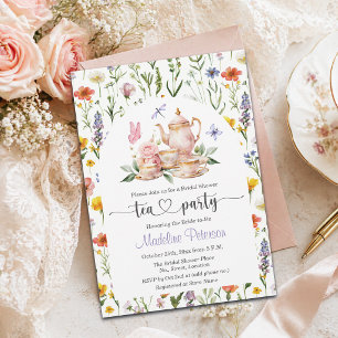  Watercolor Wildflowers Tea Party Bridal Shower  Invitation