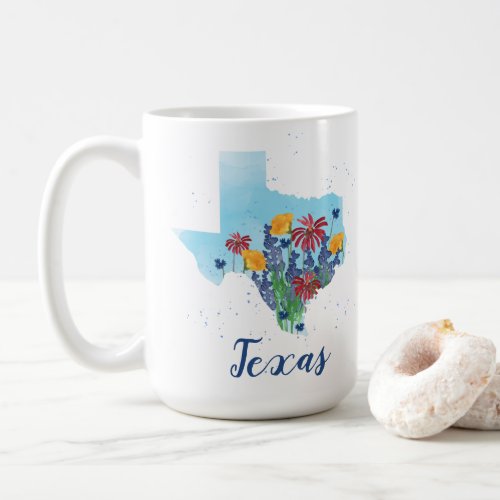 Watercolor Wildflowers Texas Coffee Mug