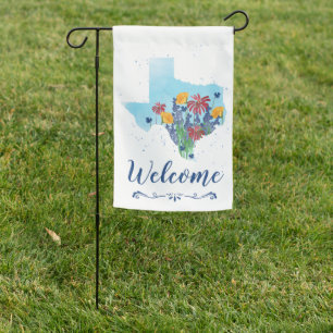 Watercolor Wildflowers Texas Garden Flag