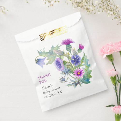Watercolor wildflowers Thank You Baby Shower Favor Bag