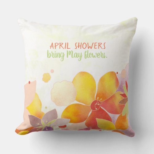 Watercolor Wildflowers Throw Pillow