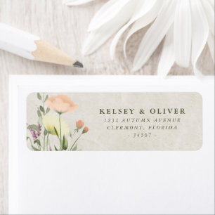 Watercolor Wildflowers Wedding Bride Groom Label