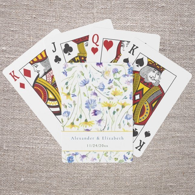 Watercolor Wildflowers Wedding Favor Poker Cards (Watercolor Wildflowers Wedding Favor Playing Cards)
