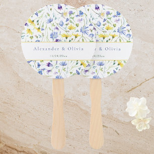 Watercolor Wildflowers Wedding Hand Fan
