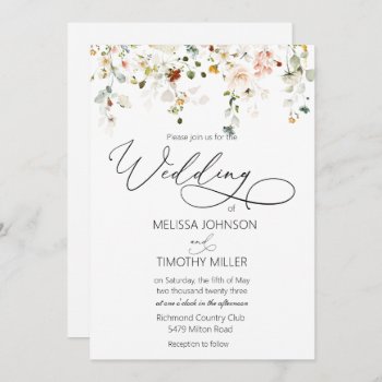 Watercolor Wildflowers Wedding Invitation by SugSpc_Invitations at Zazzle