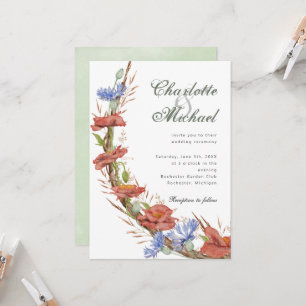 Watercolor wildflowers wedding invitation
