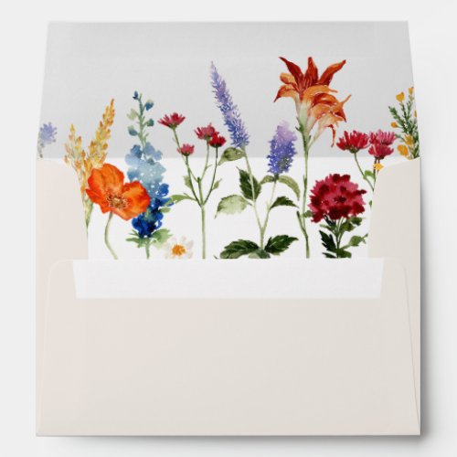 Watercolor Wildflowers Wedding Invitation Envelope