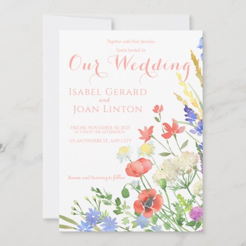 Watercolor Wildflowers Wedding Invitations