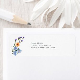 Watercolor Wildflowers Wedding Label