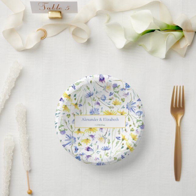 Watercolor Wildflowers Wedding Paper Bowls (Wedding)