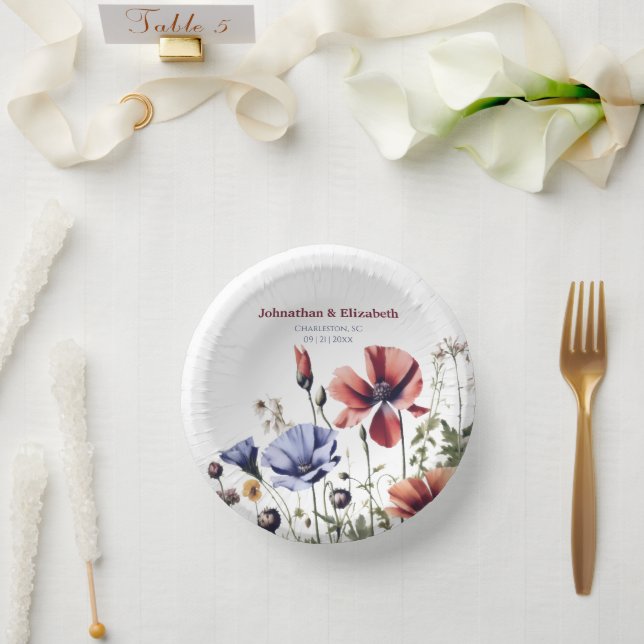 Watercolor Wildflowers Wedding Paper Bowls (Wedding)