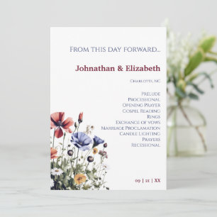 Watercolor Wildflowers Wedding Program