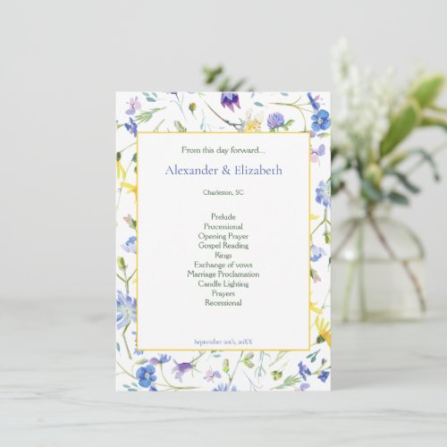Watercolor Wildflowers Wedding Program