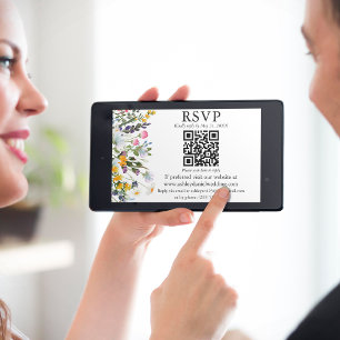 Watercolor Wildflowers Wedding QR RSVP Card