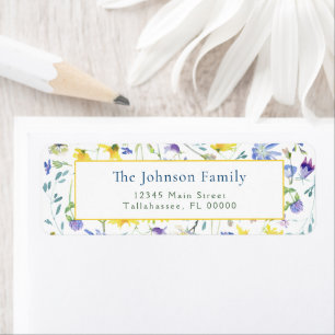 Watercolor Wildflowers Wedding Return Address Label