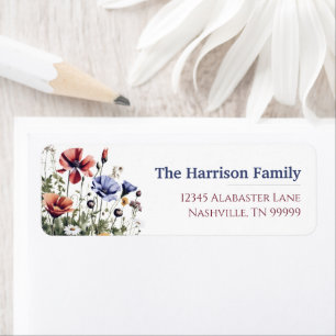 Watercolor Wildflowers Wedding Return Address Label