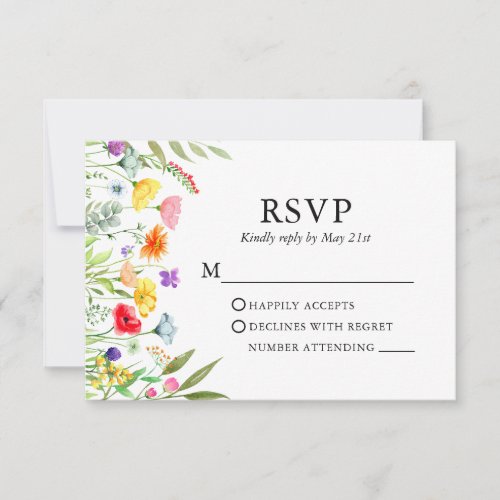 Watercolor Wildflowers Wedding RSVP Card