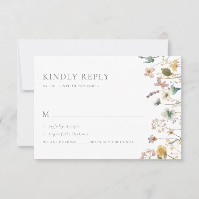 Watercolor Wildflowers Wedding Rsvp Card Zazzle