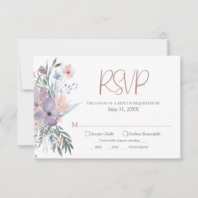Watercolor Wildflowers Wedding RSVP Card (Front)