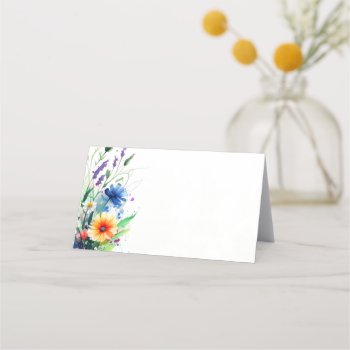 Watercolor Wildflowers Wedding Rsvp Reply Place Card by starstreamdesign at Zazzle