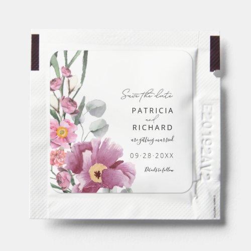 Watercolor Wildflowers Wedding Save The Date Hand Sanitizer Packet