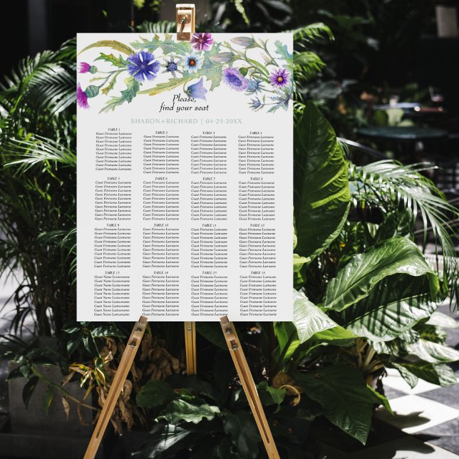 Watercolor wildflowers wedding seating chart foam board (Creator Uploaded)