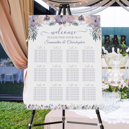 Watercolor Wildflowers Wedding Seating Chart Foam Board