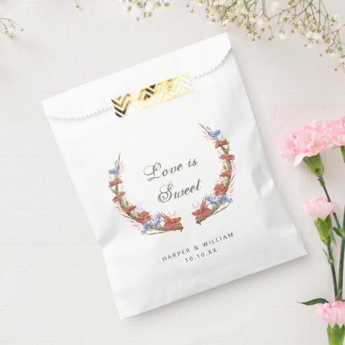 watercolor wildflowers wedding sweets favor bag