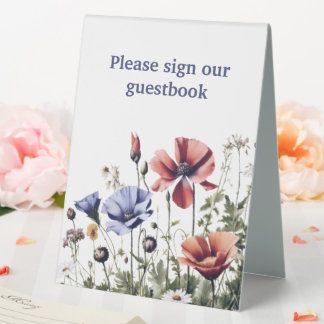 Watercolor Wildflowers Wedding Table Tent