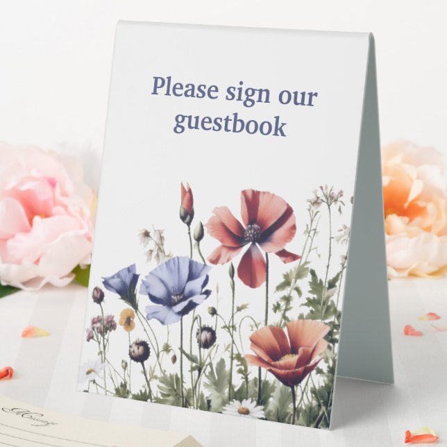 Watercolor Wildflowers Wedding Table Tent (In SItu (Wedding))