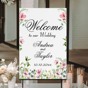 Watercolor Wildflowers Wedding Welcome Foam Board