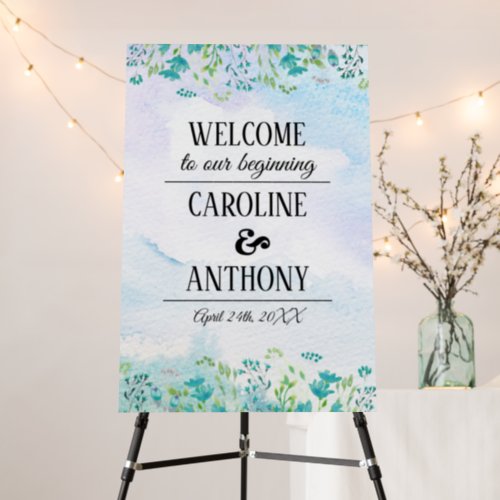 Watercolor Wildflowers Wedding Welcome Sign