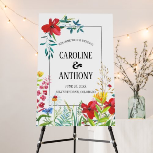 Watercolor Wildflowers Wedding Welcome Sign